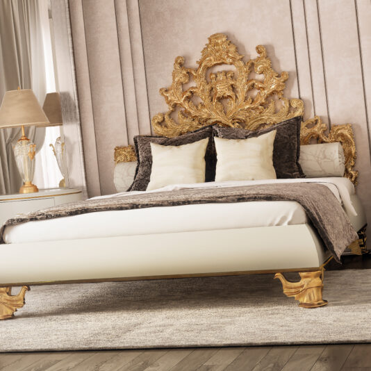 Luxurious Ornate Gold Leaf Bed Exclusive High End Ornate Gold Leaf Luxurious Bed