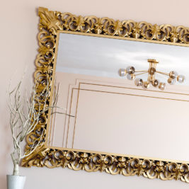 Large Rectangular Gold Leaf Carved Mirror