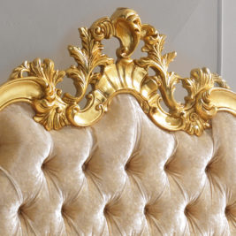 Grand Button Upholstered Gold Leaf Rococo Bed