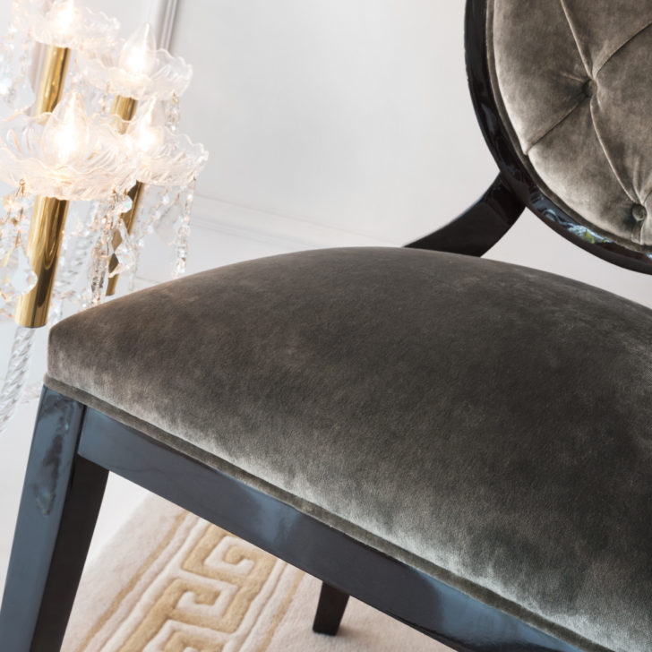 Luxury Grey Velvet Upholstered Dining Chair