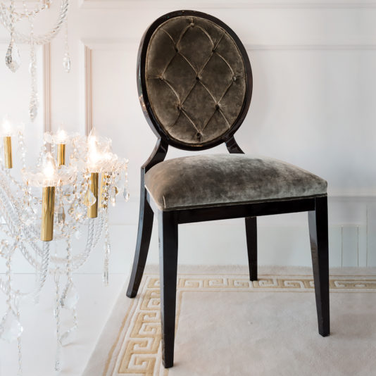 Luxury Grey Velvet Upholstered Dining Chair