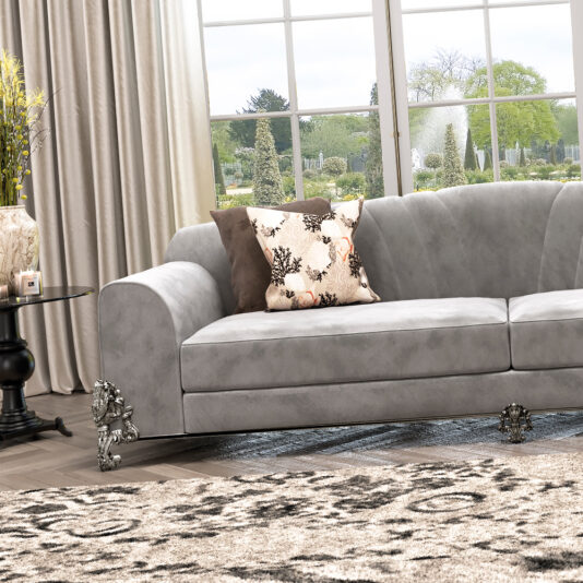 Large Elegant High End Modern Grey Sofa