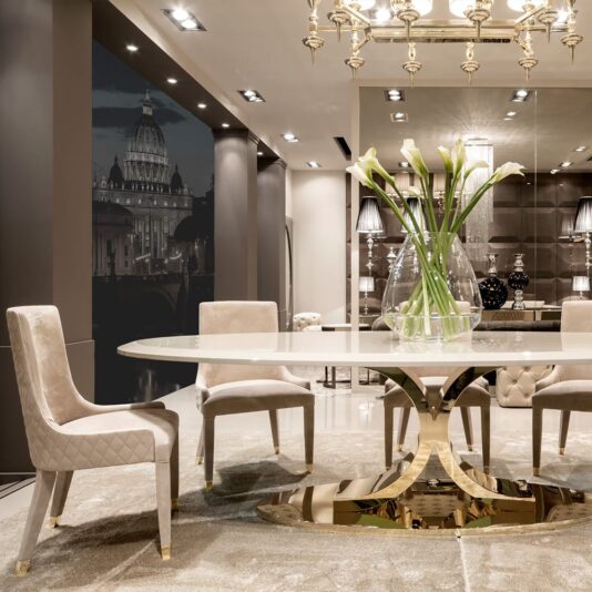 High End Gold Oval Designer Dining Table Set High End Gold Oval Designer Dining Table Set
