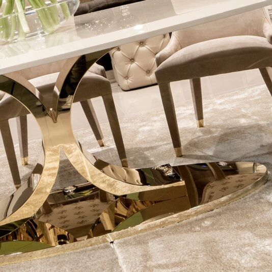 High End Gold Oval Designer Dining Table Set High End 24 Carat Gold Oval Designer Dining Table Set