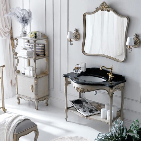 High End Designer Italian Marble Bathroom Classic Vanity Console High End Designer Italian Marble Bathroom Classic Vanity Console