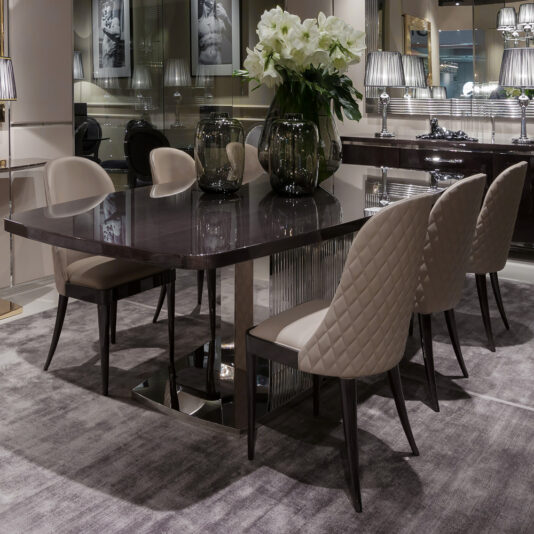 High End Designer Italian Quilted Leather Walnut Dining Chair High End Designer Italian Quilted Leather Walnut Dining Chair