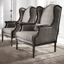 Classic Houndstooth High End Designer Louis High Backed Armchair