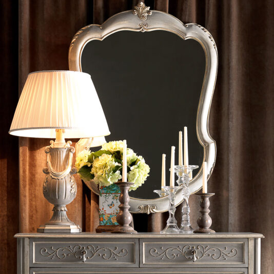 High End Grey Italian Chest of Drawers and Mirror Set High End Grey Italian Chest of Drawers and Mirror Set