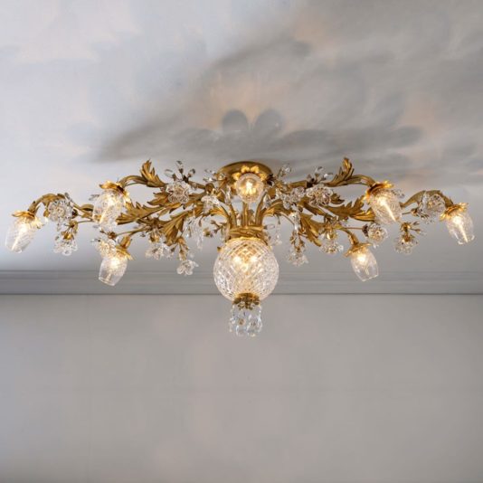 High End Italian Bohemian Crystal Florentine Style Ceiling Light