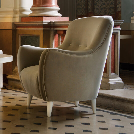 High End Italian Designer Button Armchair