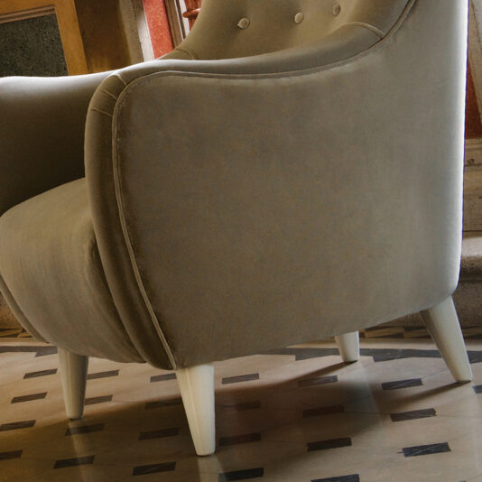 High End Italian Designer Button Armchair