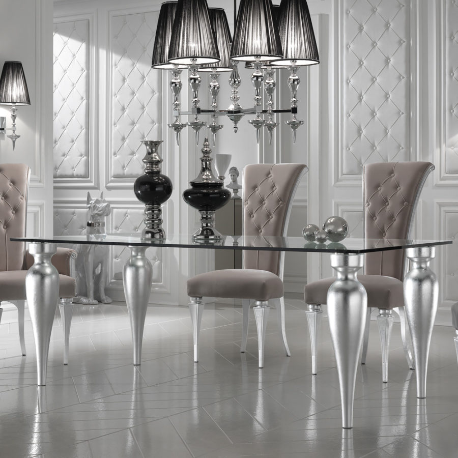 Picture Idea: High End Designer Glass Rectangular Dining Table Set