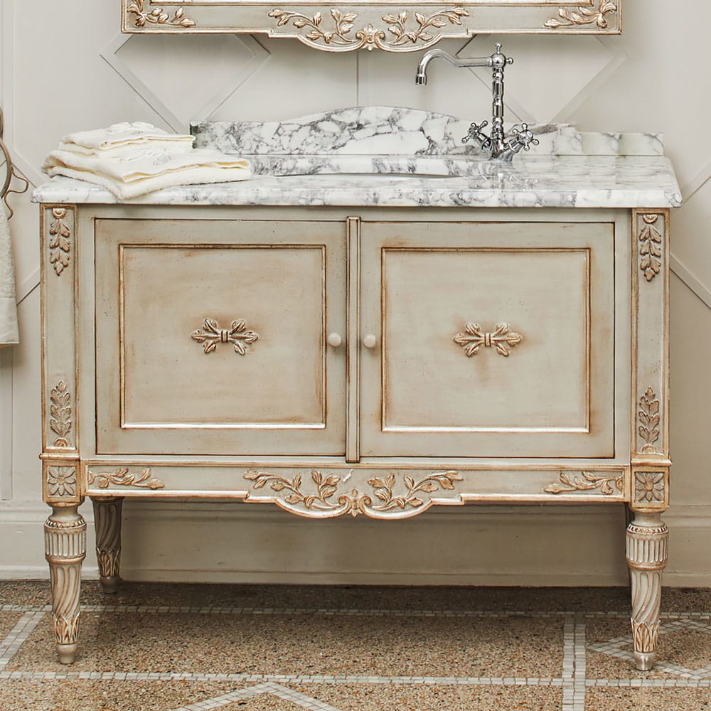 High End Louis XVI Inspired Marble Bathroom Vanity Unit