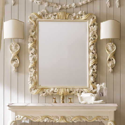 High End Italian Rose And Ribbon Wall Mirror