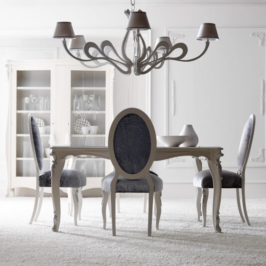 High End Italian Silver Leaf Dining Table Set