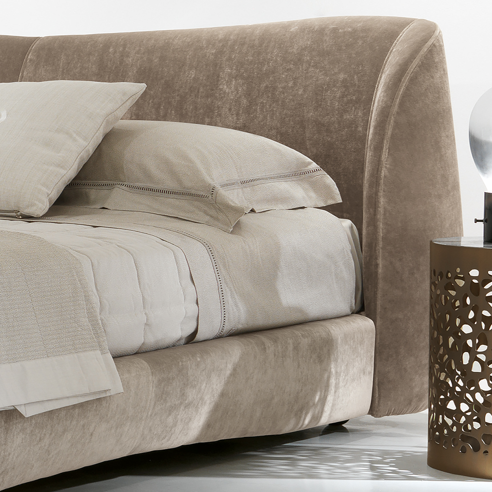 High End Italian Velvet Designer Low Upholstered Bed