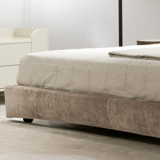 High End Italian Velvet Designer Upholstered Low Bed