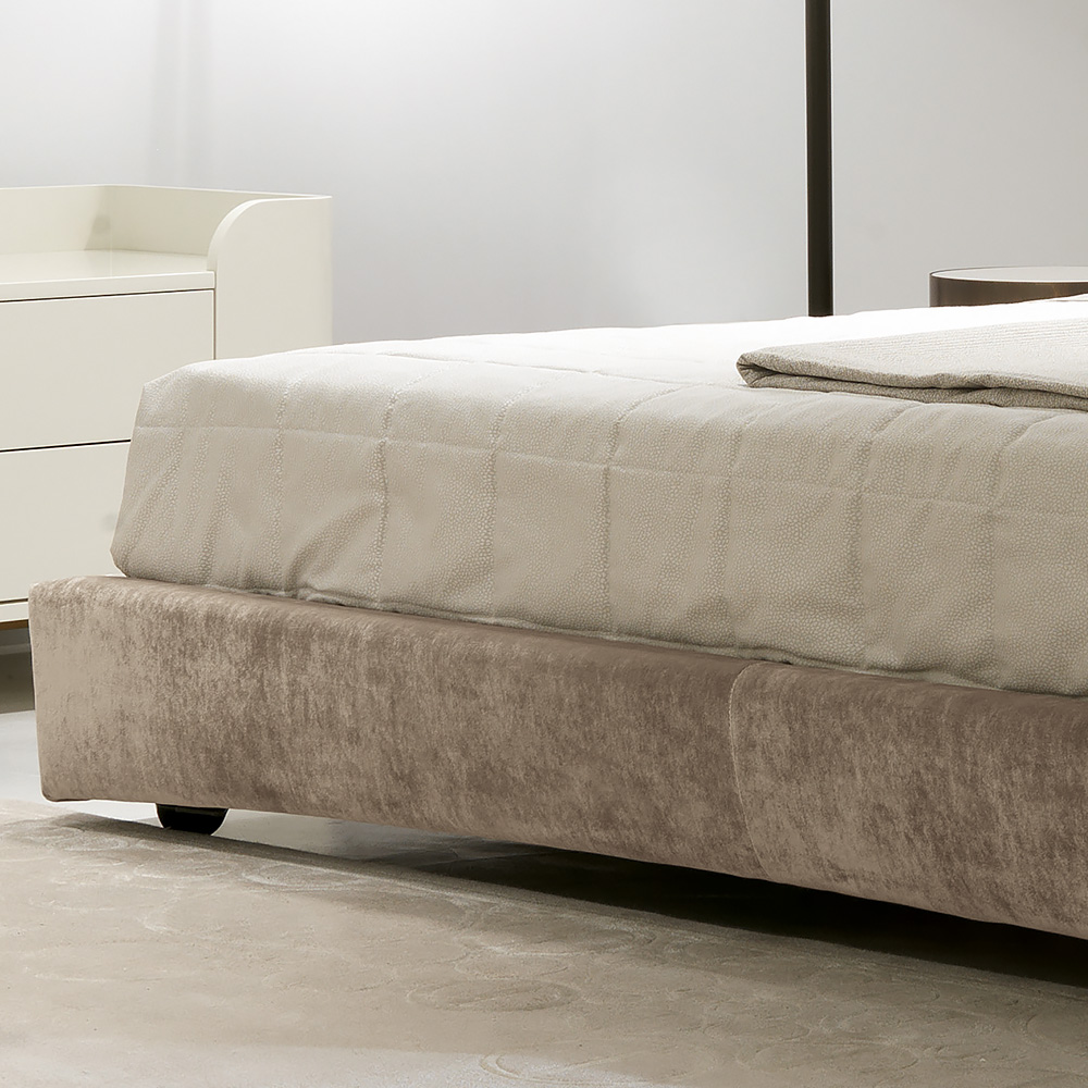 High End Italian Velvet Designer Low Upholstered Bed