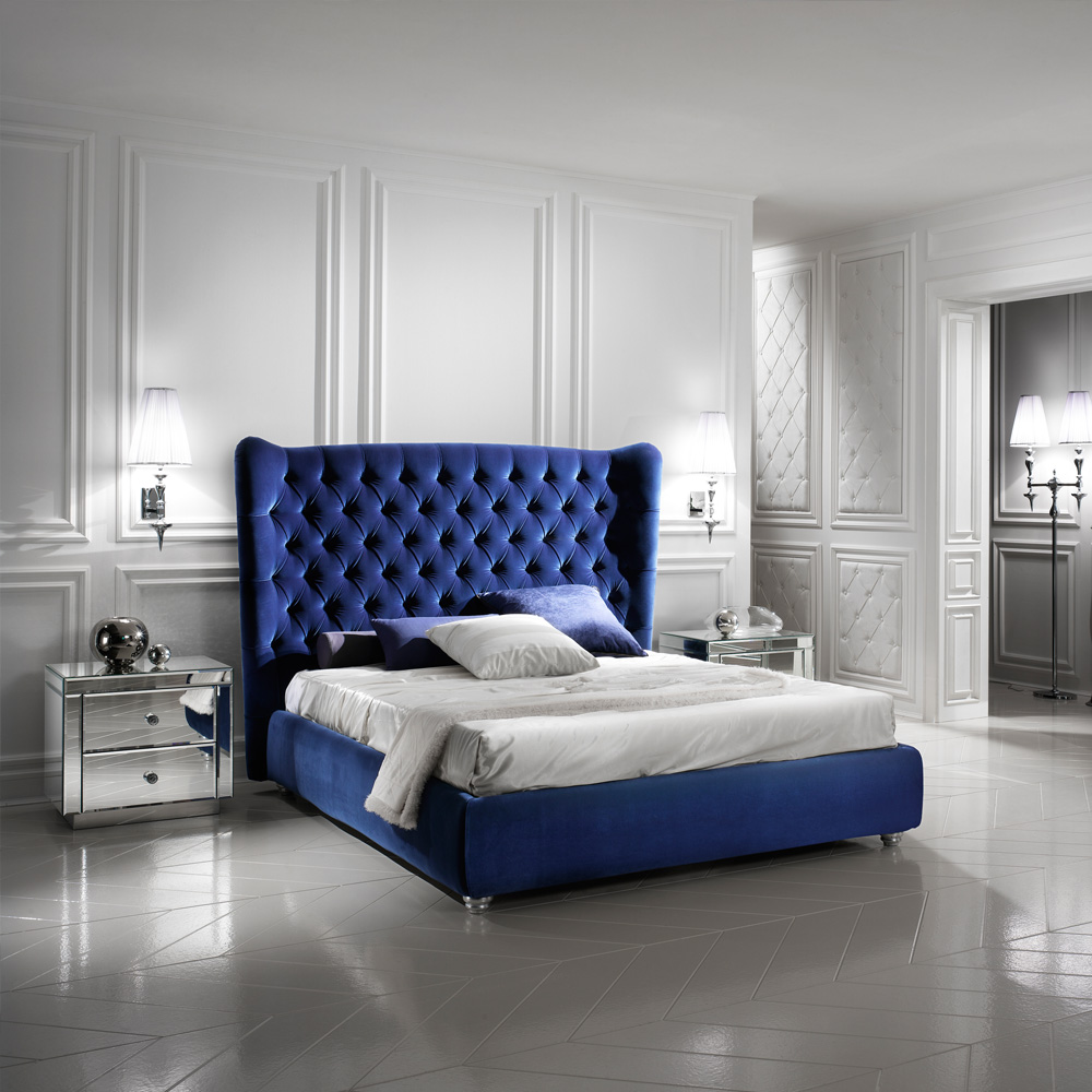 High End Italian Velvet Winged Designer Bed