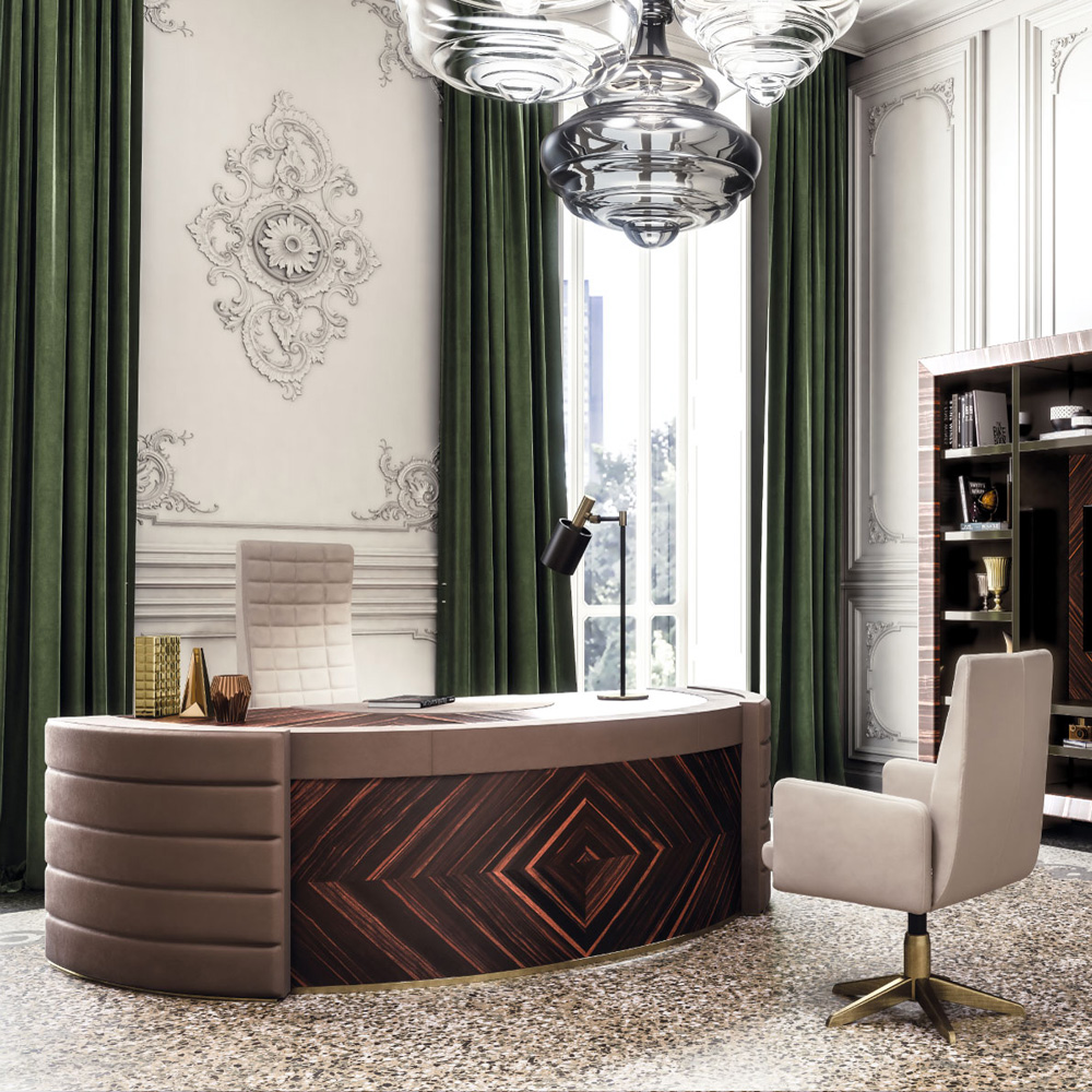 High End Italian Veneer And Leather Statement Desk