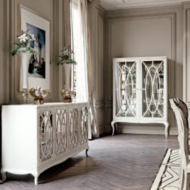 High End Italian White Fretwork Display Cabinet
