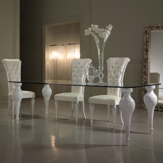High End Luxury Italian Glass Dining Table Set