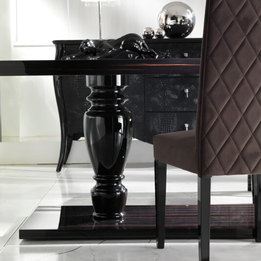 Large Ebony Dining Table Set Large Ebony Table Including Nubuck Upholstered Dining Chairs
