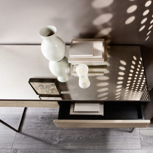 High End Modern Italian Faux Nubuck Desk With Drawers High End Modern Italian Nubuck Desk With Drawers