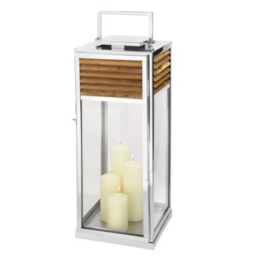 High-End Modern Outdoor Teak Lantern Set