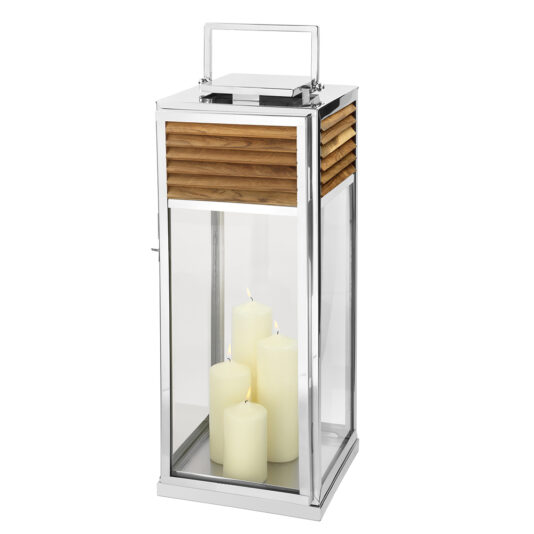 High-End Modern Outdoor Teak Lantern Set