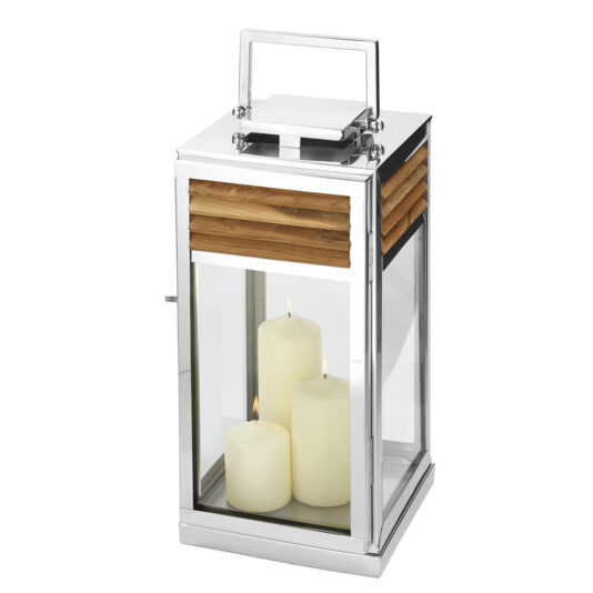 High-End Modern Outdoor Teak Lantern Set