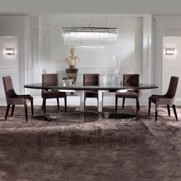 High End Modern Oval Dining Set