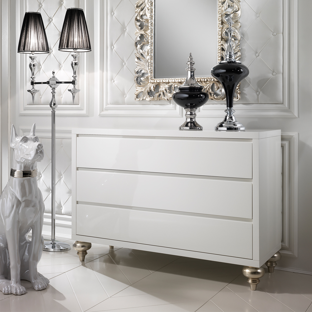 High End Modern White Lacquered Drawers