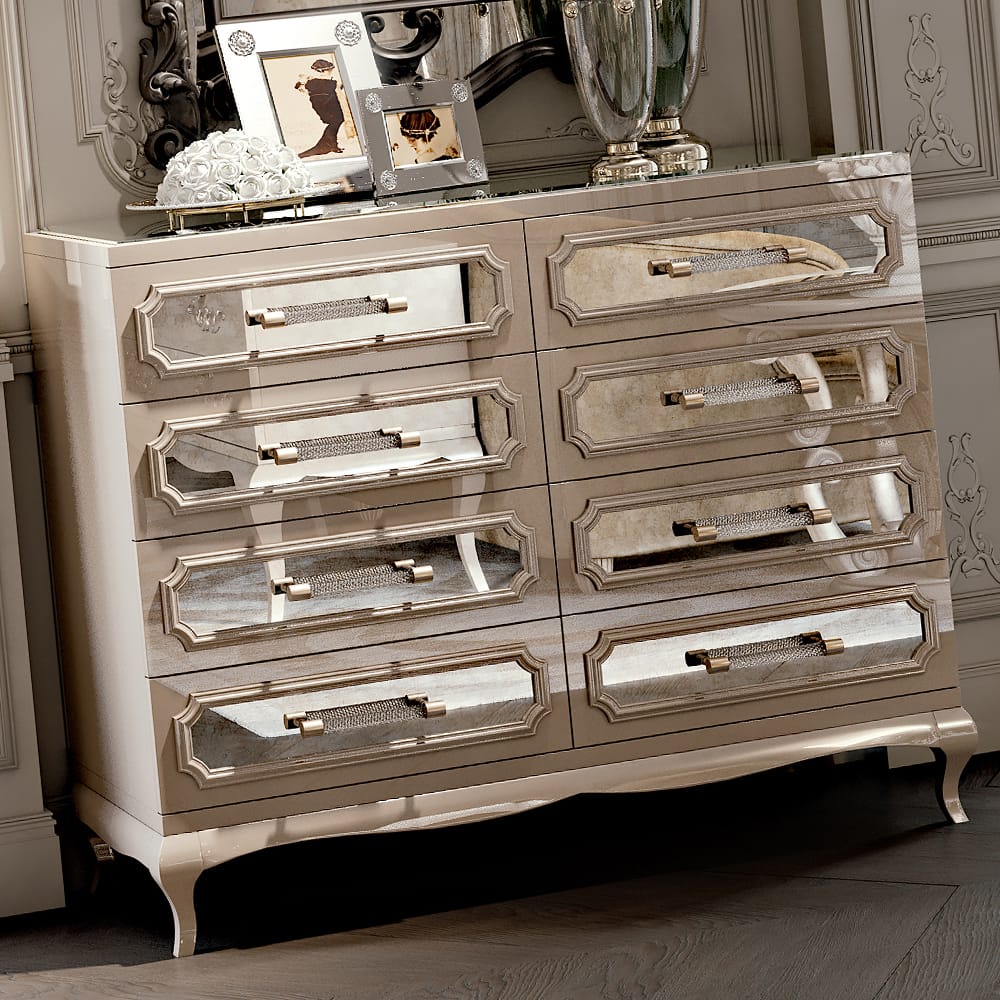 High End Modern Lacquered Mirrored Drawers