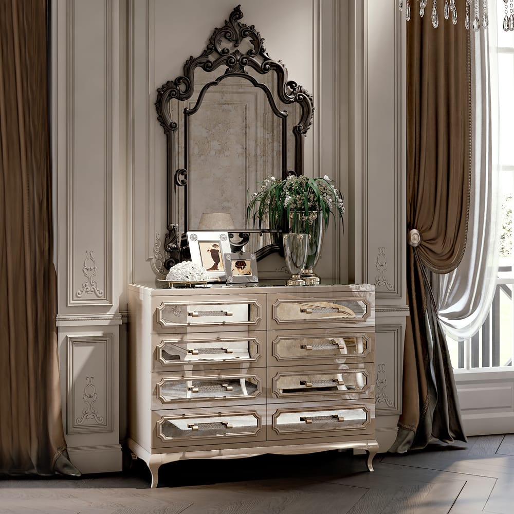 High End Modern Lacquered Mirrored Drawers