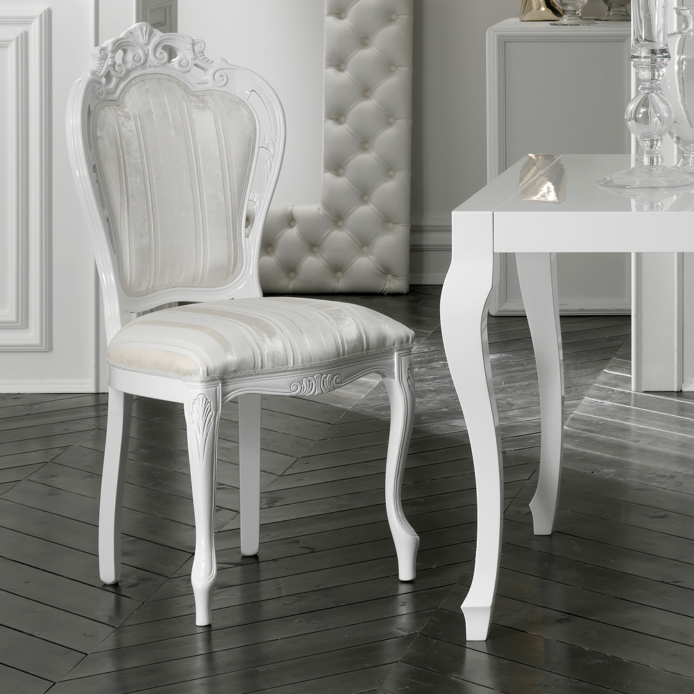 High End Modern White Rococo Dining Chair