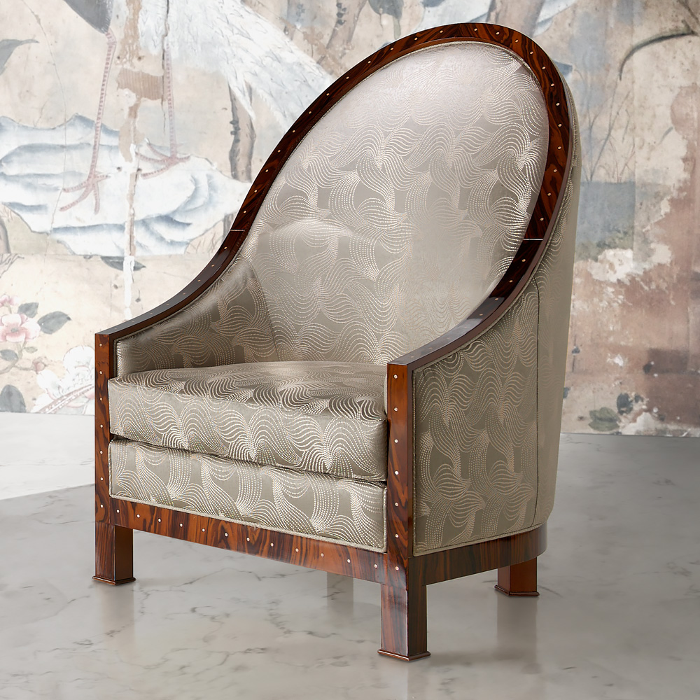 High End Nacre Marquetry Veneered Occasional Armchair