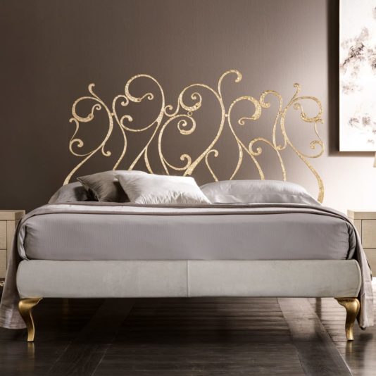 High End Ornate Italian Gold Leaf Designer Wrought Iron Bed
