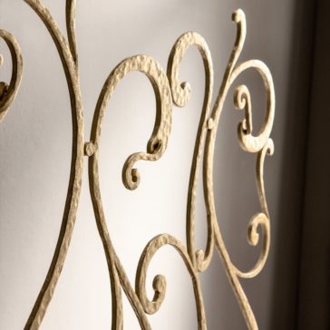 High End Ornate Italian Gold Leaf Designer Wrought Iron Bed High End Ornate Italian Gold Leaf Designer Wrought Iron Bed