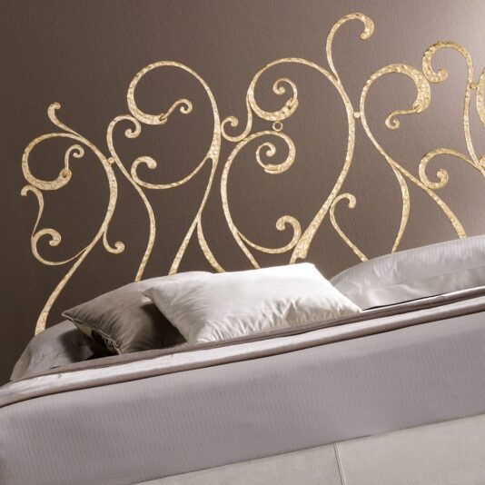 High End Ornate Italian Gold Leaf Designer Wrought Iron Bed High End Ornate Italian Gold Leaf Designer Wrought Iron Bed