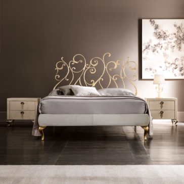 High End Ornate Italian Gold Leaf Designer Wrought Iron Bed High End Ornate Italian Gold Leaf Designer Wrought Iron Bed