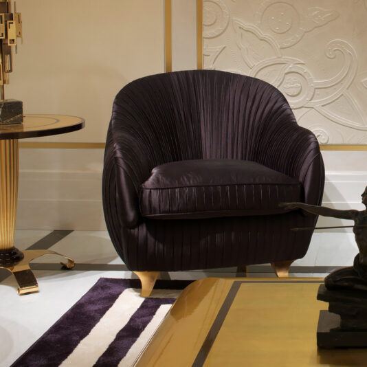 High End Pleated Silk Luxury Occasional Armchair