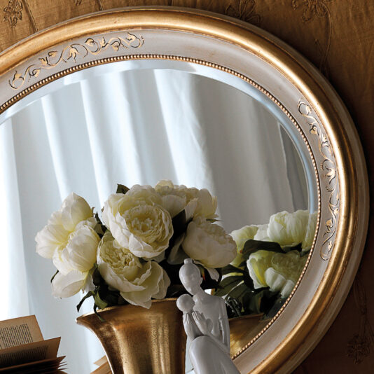 Handpainted Gold Italian Oval Mirror High End Rococo Chest of Drawers