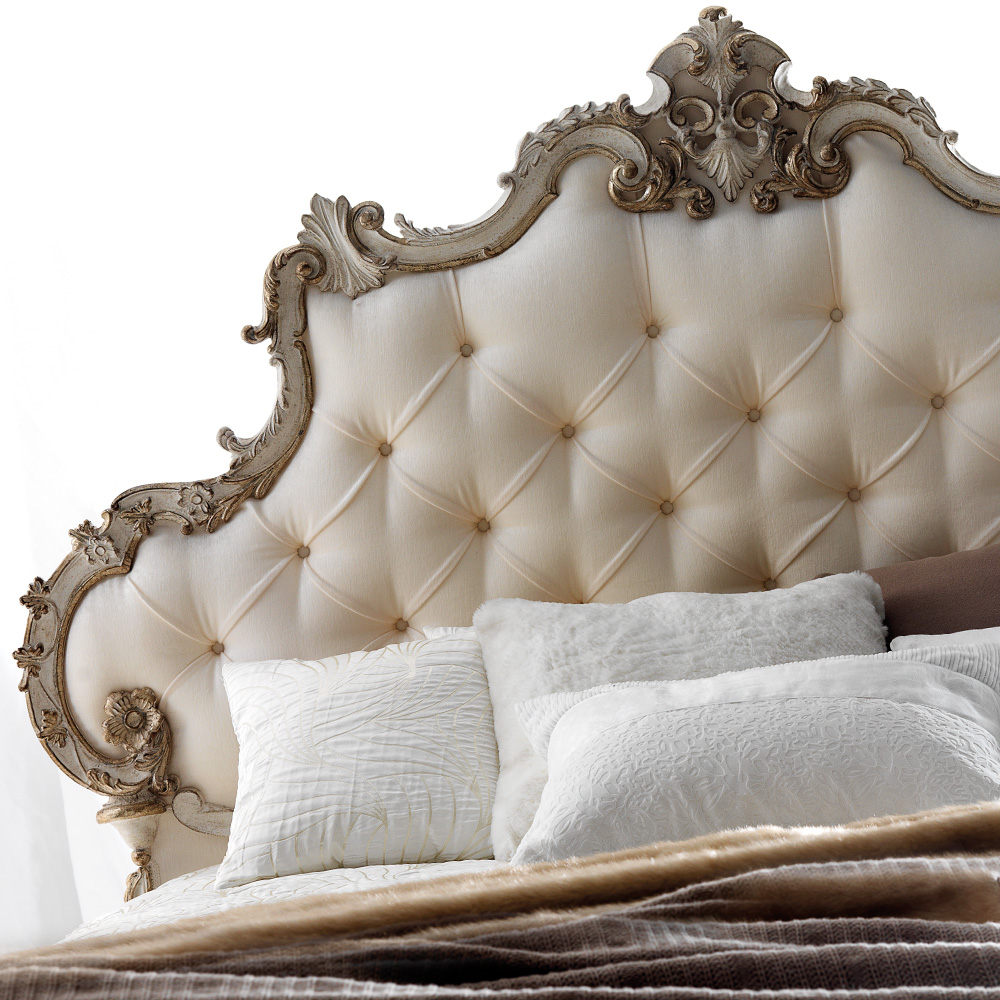 High End Rococo Reproduction Button Upholstered Bed