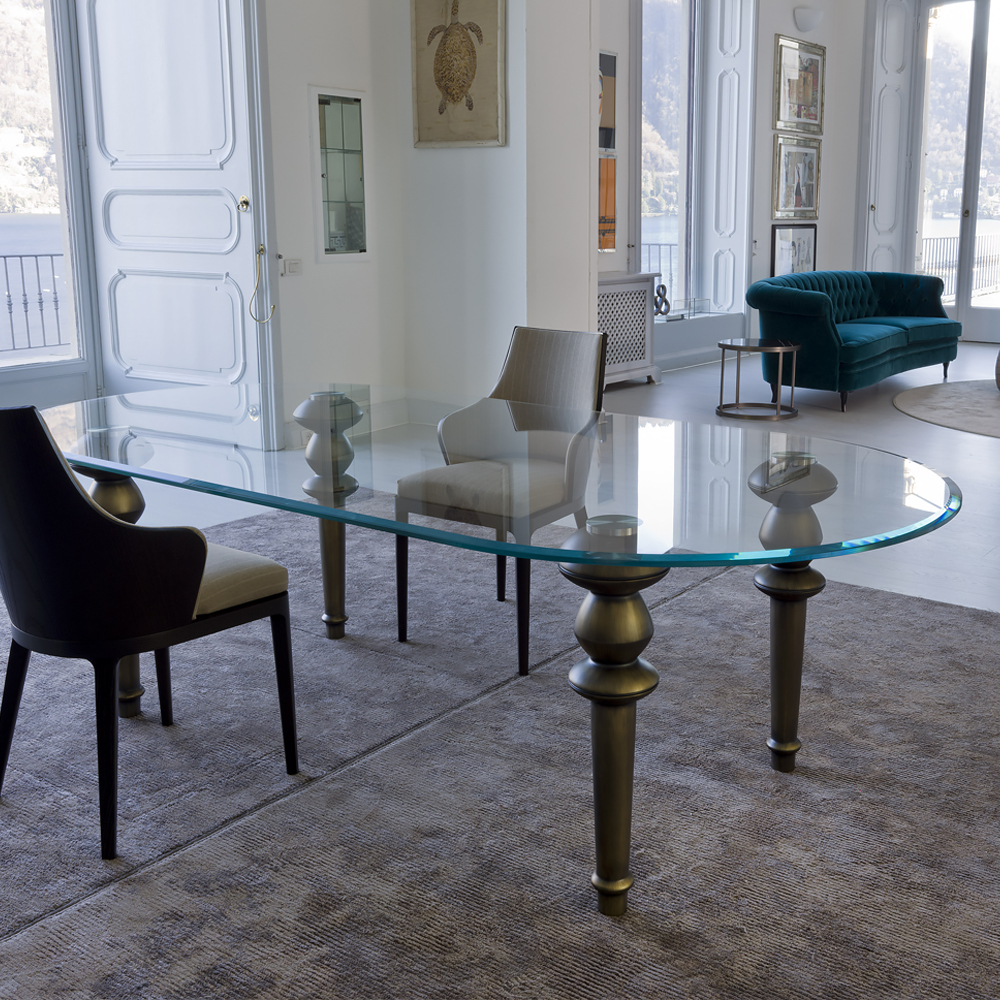 High End Italian Oval Glass Dining Table