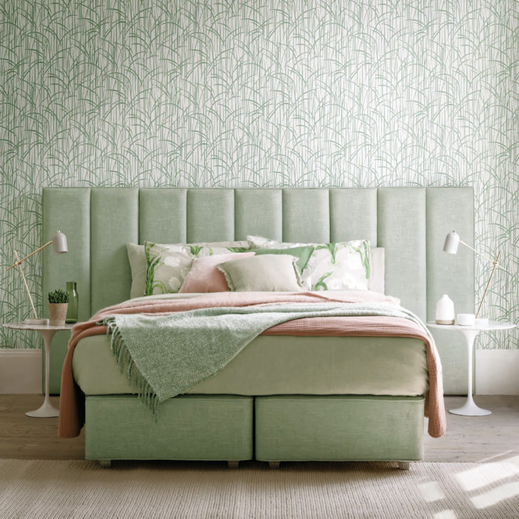 Hypnos Ine Upholstered Extra Wide, Mint Green Upholstered Headboard