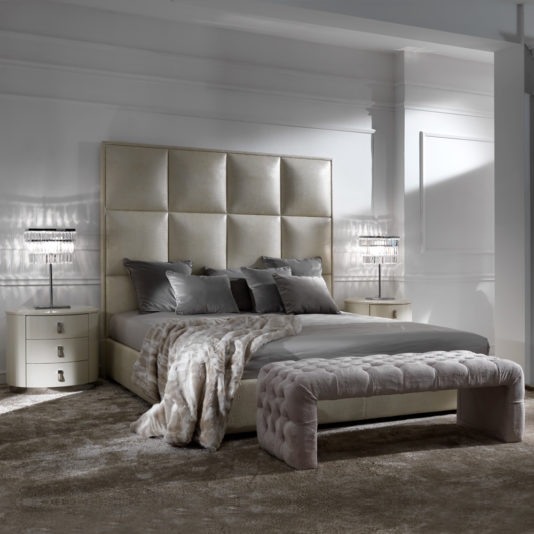 Italian Embossed Pattern Leather Designer Bed