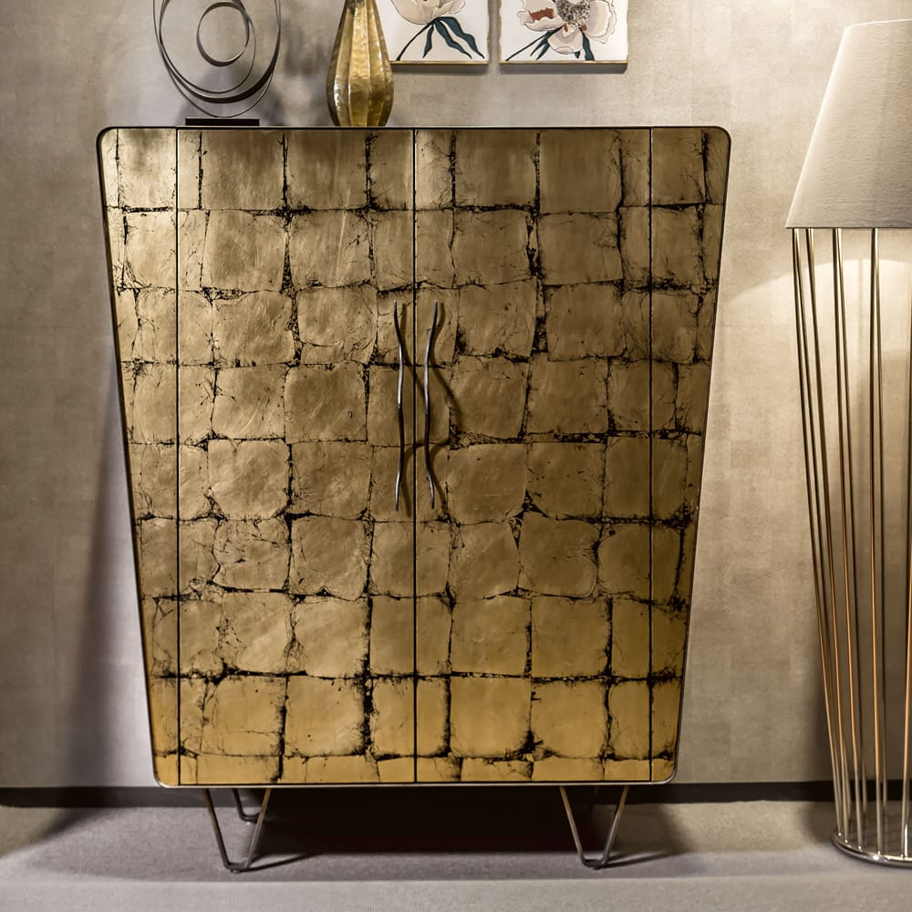 Italian Antique Gold Leaf Modern Cabinet