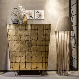 Italian Antique Gold Leaf Modern Cabinet