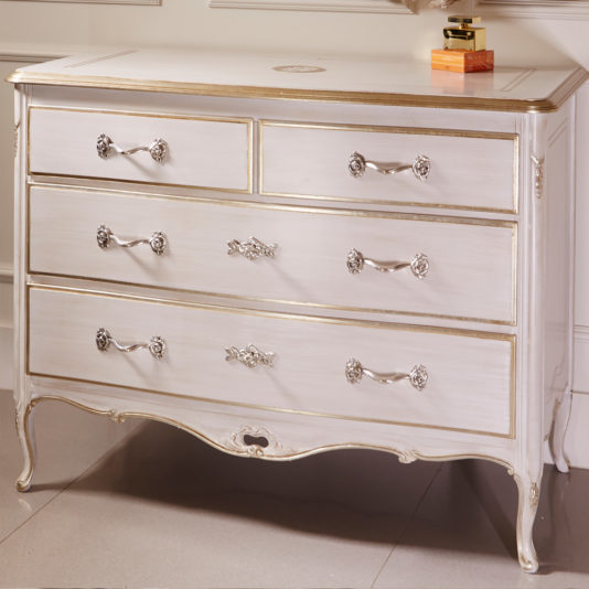 Italian Antique White and Gold Chest of Drawers